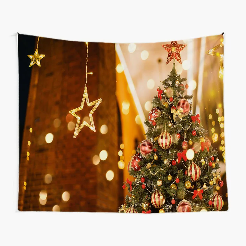 

Christmas Tree Gift Wall Decor Blanket Cartoon Santa Claus Hippie Tapestry Bed Account Curtains Table Cloth Bedding Decoration