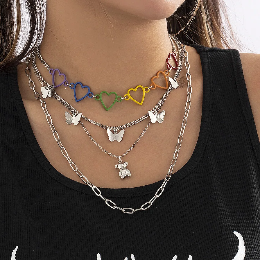 Simple Versatile Street Shooting Punk Butterfly Bear Tassel Necklace Women's Temperament Mix Match Colorful Heart Jewelry Set
Simple Versatile Street Shooting Punk Butterfly Bear Tassel Necklace Women's Temperament Mix Match Colorful Heart Jewelry Set