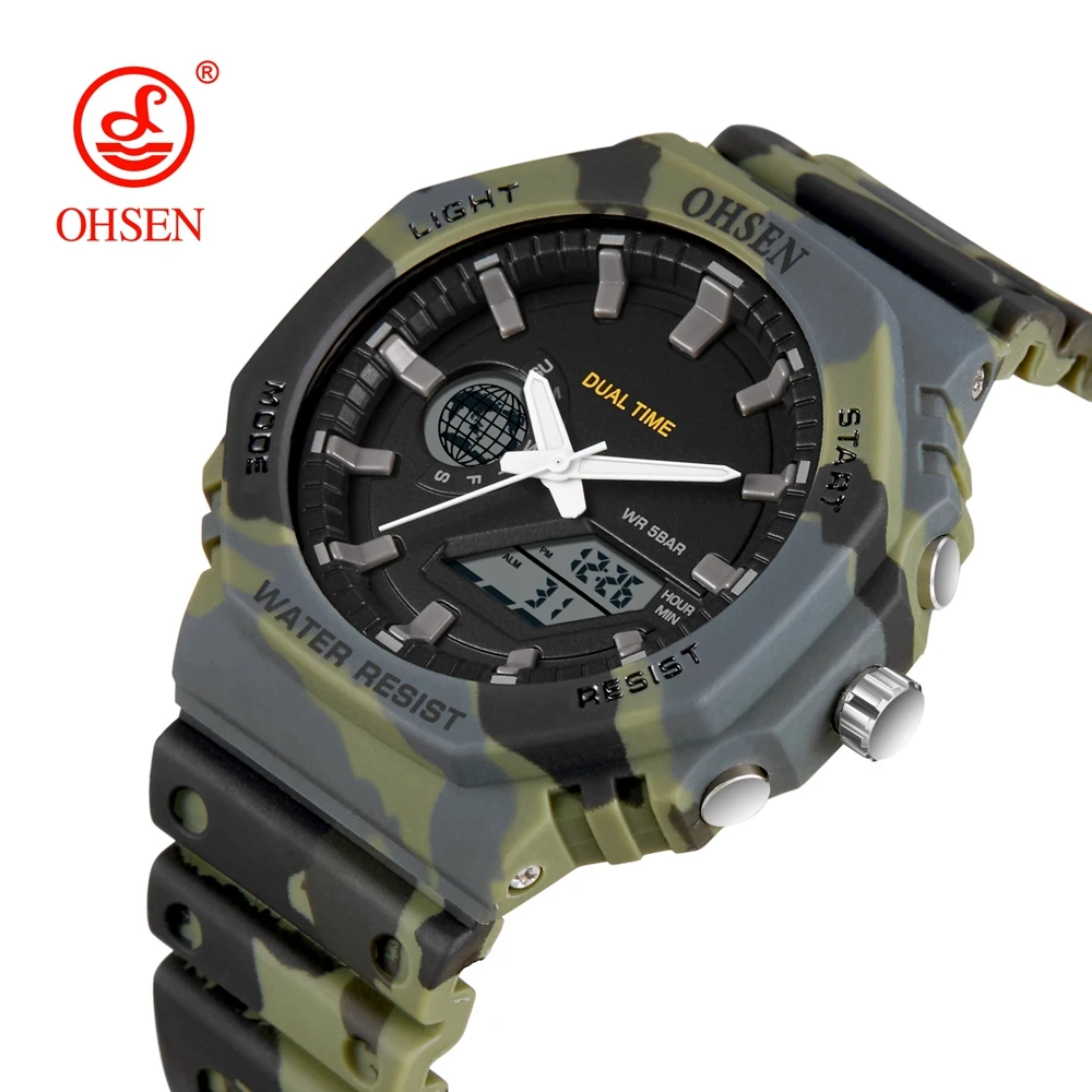 OHSEN Sport Watches for Men Waterproof Digital Led Quartz Watch Military Green Electronic Wristwatch Stopwatch Relogio Masculino
OHSEN Sport Watches for Men Waterproof Digital Led Quartz Watch Military Green Electronic Wristwatch Stopwatch Relogio Masculino