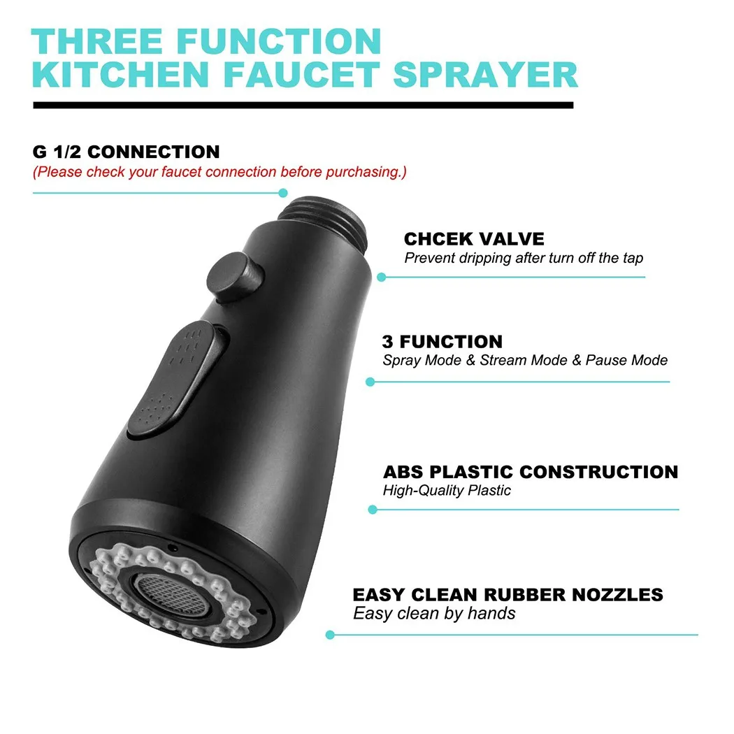 Replacement Faucet Sprayer Head Shower Tap Black Faucet Head Home Household Kitchen Mixer Nozzle Spare Durable
Replacement Faucet Sprayer Head Shower Tap Black Faucet Head Home Household Kitchen Mixer Nozzle Spare Durable