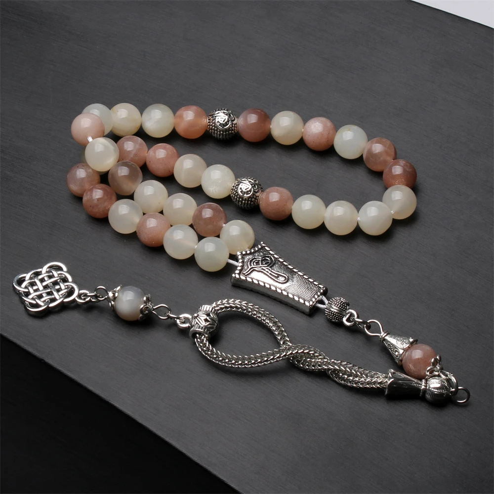 

Драгоценный камень Tasbih, натуральный Солнечный камень, искусственные мусульманские молитвенные бусины, арабские браслеты misbaha, аксессуары в...