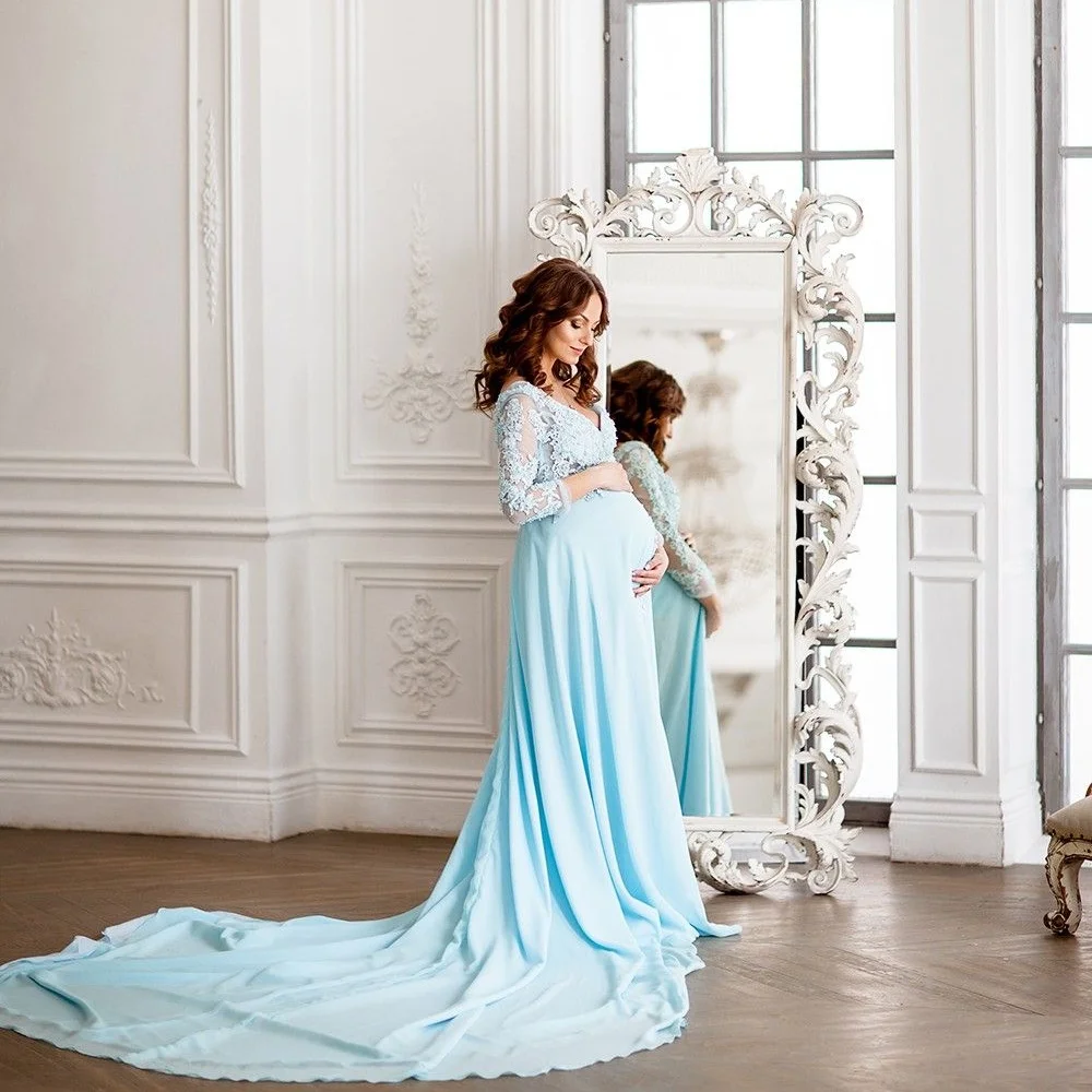 Prom Dresses for Pregnant Women 2022 Elegant Bride Maternity Photoshoot Dress Lace Applique Sweep Train Baby Shower Gowns
Prom Dresses for Pregnant Women 2022 Elegant Bride Maternity Photoshoot Dress Lace Applique Sweep Train Baby Shower Gowns