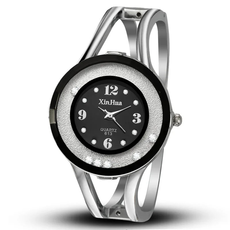 

Luxury Women Bangle Watches Quartz Fashion Bracelet Watch Crystal Stainless Steel Brand Xinhua Round Dial Wristwatch Relogios