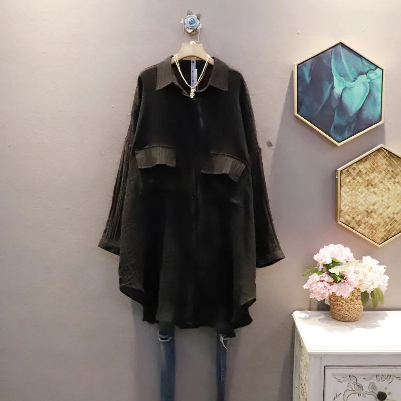 Solid Turn Down Collar Fashion Simple Long Sunscreen Shirt New Summer All Match Loose Oversized Cardigan Womens Tops M504
Solid Turn Down Collar Fashion Simple Long Sunscreen Shirt New Summer All Match Loose Oversized Cardigan Womens Tops M504