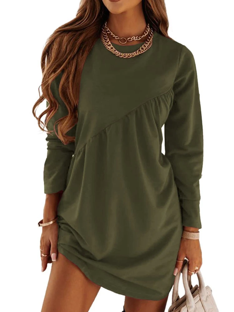 2022 Europe America Autumn and Winter Women Clothing New In Solid O-neck Pullover Short Skirt Long Sleeve Irregular Dresses
2022 Europe America Autumn and Winter Women Clothing New In Solid O-neck Pullover Short Skirt Long Sleeve Irregular Dresses