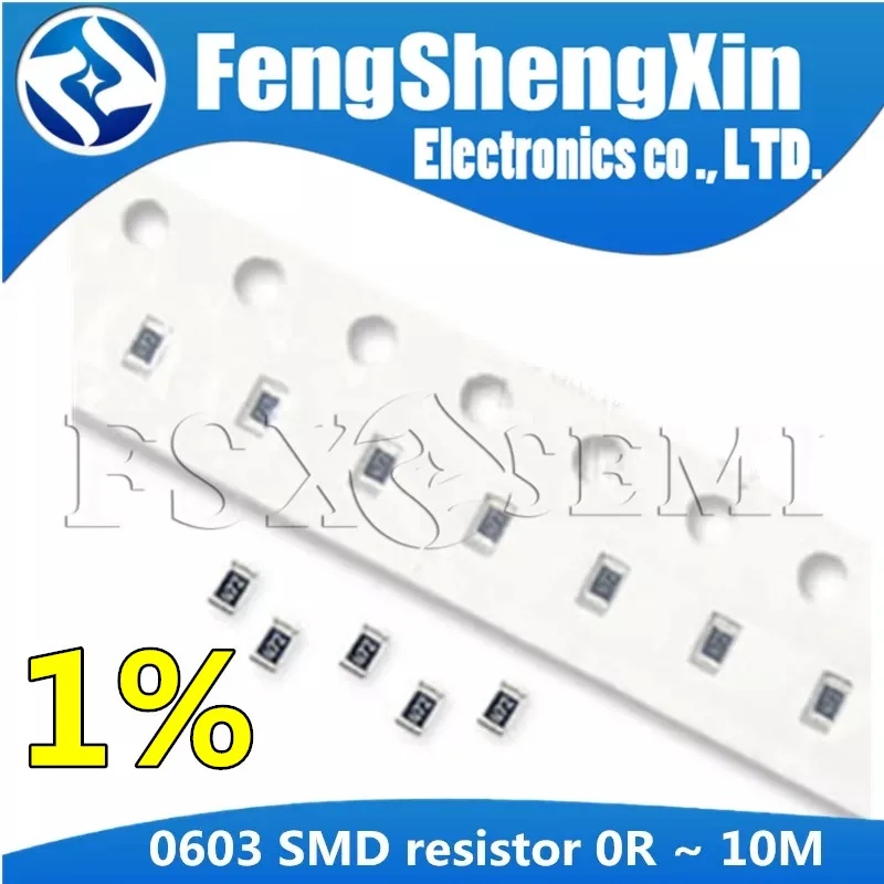 

100pcs/lot 0603 SMD resistor 0R~10M 1/10W 1% Resistors 0 1 10 100 150 220 330 ohm 1K 2.2K 10K 100K 0R 1R 10R 100R 150R 220R 330R