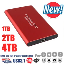 Portable SSD Sata M.2 Mobile External Solid State Drives USB 3.1 Typc-C 500GB 1TB 2TB 4TB Hard Disk Drive for Laptops Desktop