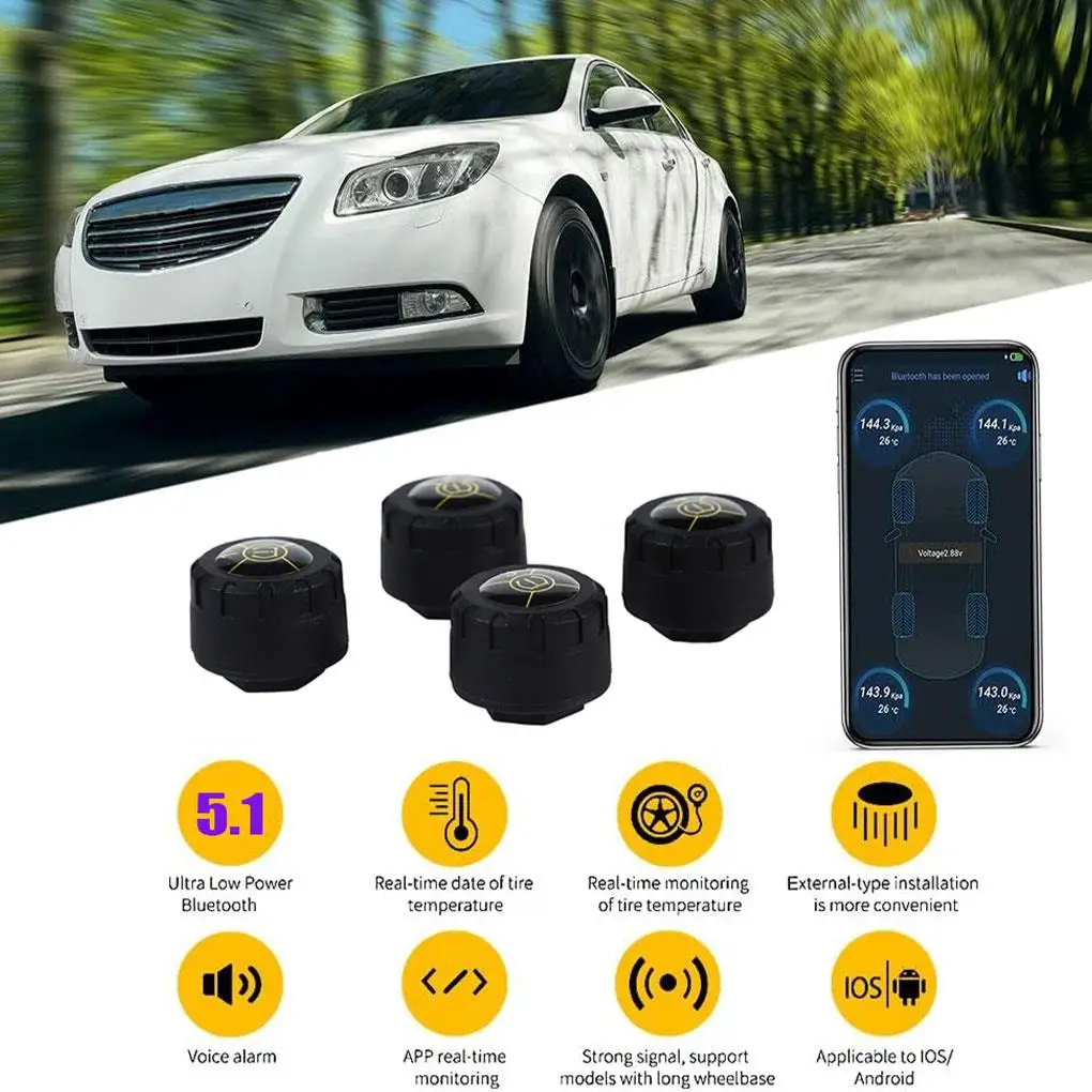 Система контроля давления в шинах TPMS 2/4, Bluetooth 5,1, для Android/iOS
Система контроля давления в шинах TPMS 2/4, Bluetooth 5,1, для Android/iOS