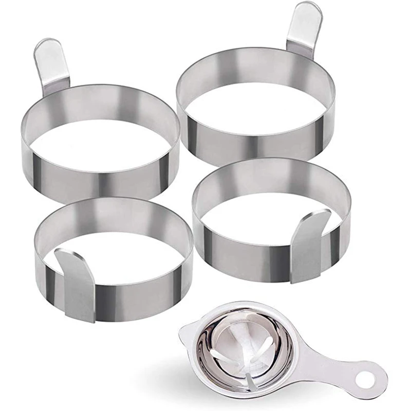 4 Pcs Stainless Steel Egg Rings For Frying Eggs Egg Shaper Non-Stick Cooking Rings Omelette Mold Includes 1 Egg Separator Kitche
4 Pcs Stainless Steel Egg Rings For Frying Eggs Egg Shaper Non-Stick Cooking Rings Omelette Mold Includes 1 Egg Separator Kitche