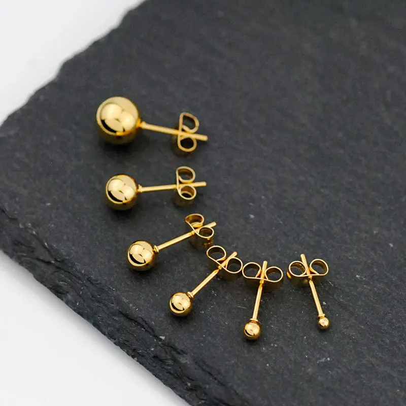 TULX Stainless Steel Ear Post Stud Earrings For Women Men Jewelry Gold Silver Color Ball 2-8mm Dia Fashion Jewelry Wholesale
TULX Stainless Steel Ear Post Stud Earrings For Women Men Jewelry Gold Silver Color Ball 2-8mm Dia Fashion Jewelry Wholesale