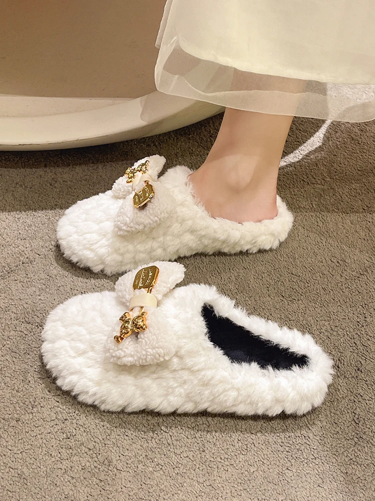 Шлепанцы женские повседневные, Роскошные Плюшевые сандалии с бантом-бабочкой, на плоской подошве, дизайнерские, 2023 
Шлепанцы женские повседневные, Роскошные Плюшевые сандалии с бантом-бабочкой, на плоской подошве, дизайнерские, 2023