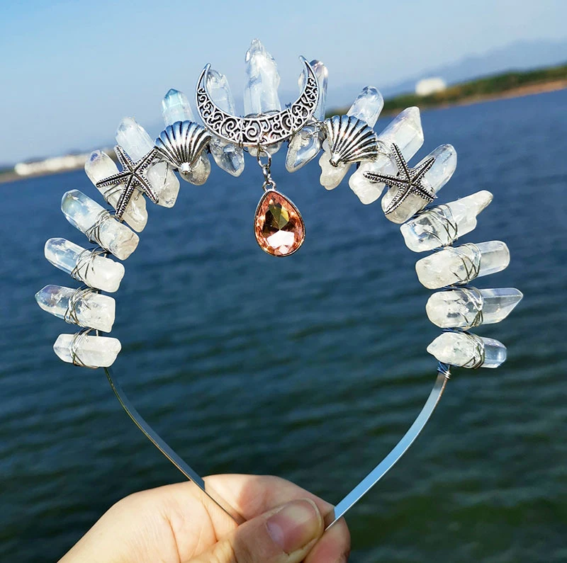 Tiara With Diamond Pendant, Metal Raw Crystal Head, Moon, Shell, Starfish For Bridal Wedding Tiara Jewelry Gift
Tiara With Diamond Pendant, Metal Raw Crystal Head, Moon, Shell, Starfish For Bridal Wedding Tiara Jewelry Gift