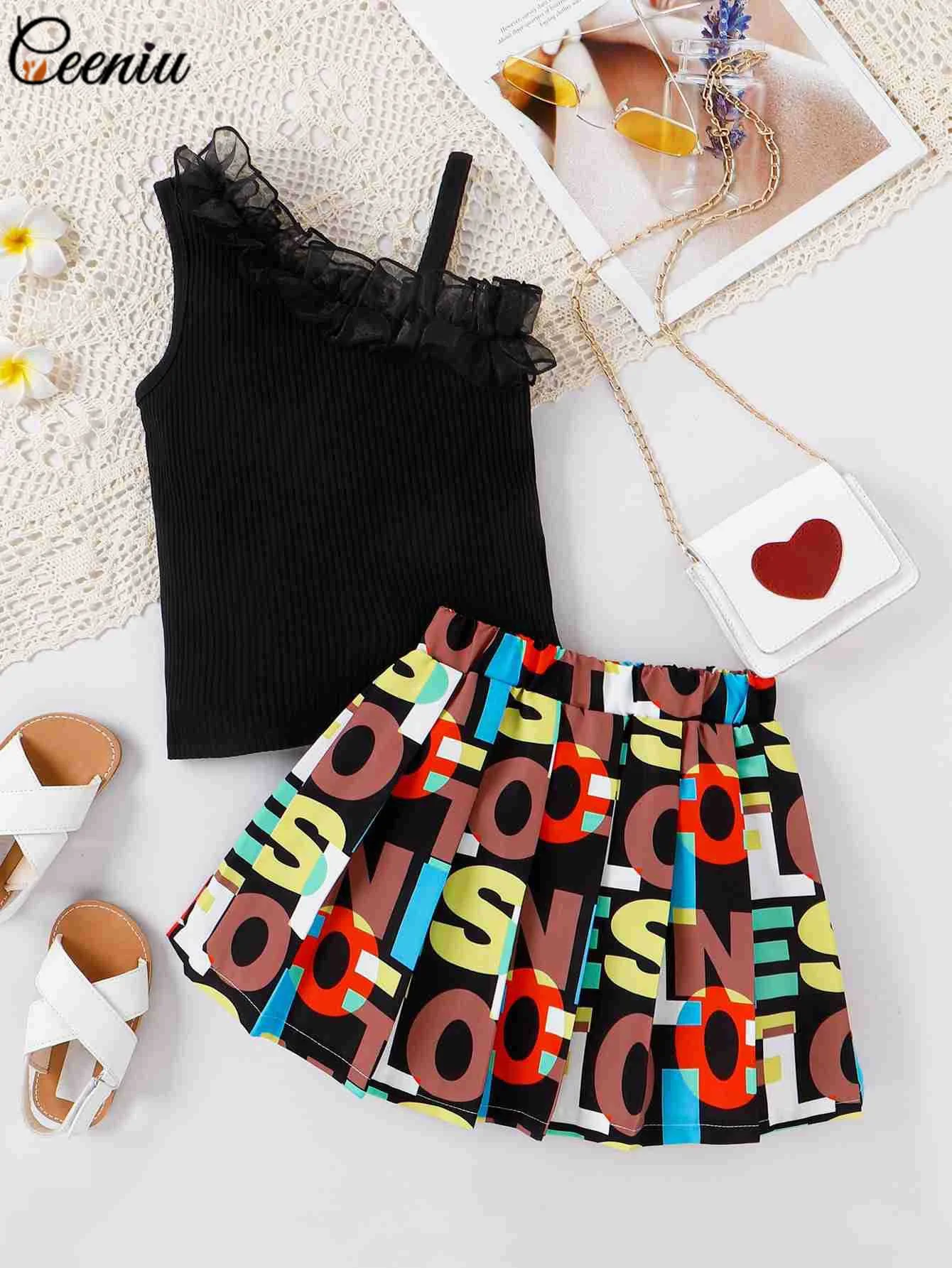 Ceeniu 4-7Y Toddler Girls Outfits Sets One Shoulder Lace T-shirts and Letter Love Printed Skirts Summer 2pcs Girls Clothes Sets
Ceeniu 4-7Y Toddler Girls Outfits Sets One Shoulder Lace T-shirts and Letter Love Printed Skirts Summer 2pcs Girls Clothes Sets