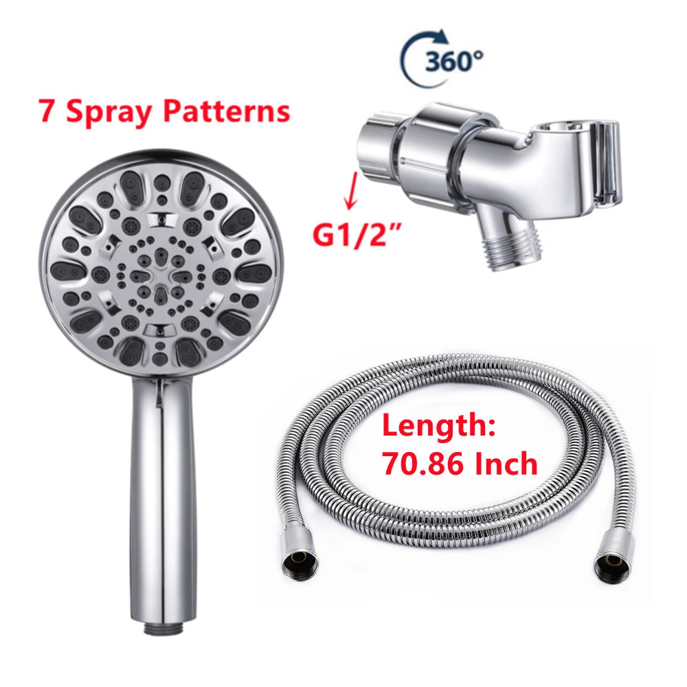 3 Pcs/Set High Pressure Shower Head Set with Holder and Hose 7 Modes Water Saving Nozzle Holes Rainfall Handheld Shower Head
3 Pcs/Set High Pressure Shower Head Set with Holder and Hose 7 Modes Water Saving Nozzle Holes Rainfall Handheld Shower Head