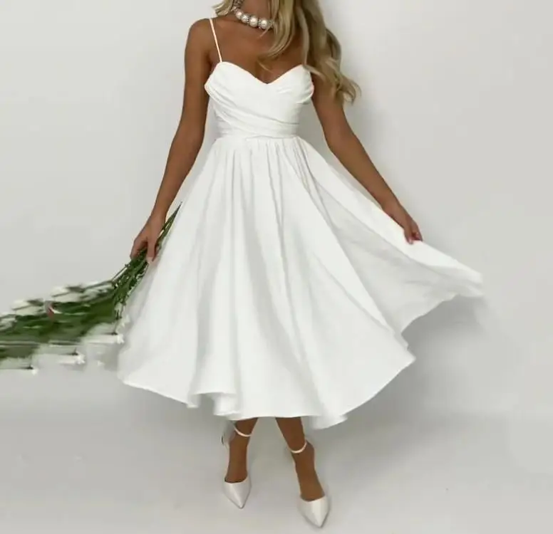Women's Dresses Summer 2023 New White V-Neck Wrinkles Sling Dress Elegant Waist Waist Simple Dress Above Knee Mini Formal Dress
Women's Dresses Summer 2023 New White V-Neck Wrinkles Sling Dress Elegant Waist Waist Simple Dress Above Knee Mini Formal Dress
