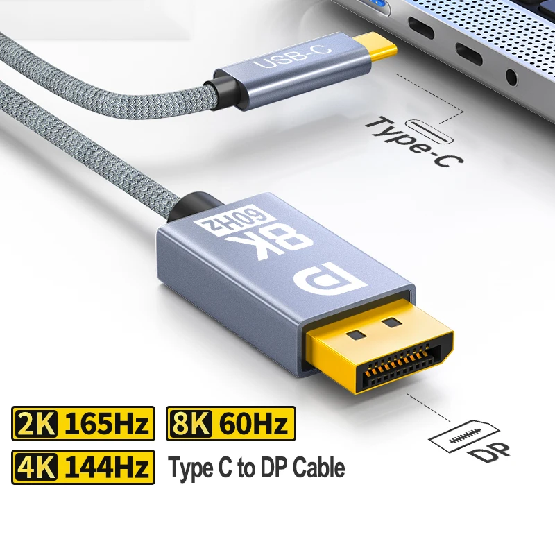 UVOOI DP Cable 8K 60Hz USB Type C To DisplayPort Cable 4K 144Hz Display Port Cord For MacBook Pro Laptop Samsung S22 Huawei P40
UVOOI DP Cable 8K 60Hz USB Type C To DisplayPort Cable 4K 144Hz Display Port Cord For MacBook Pro Laptop Samsung S22 Huawei P40
