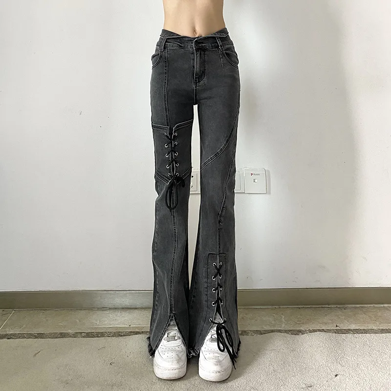 Punk-style Retro, Old-fashioned, Irregular Waist, Eyelet, Bandage, Split, Split, Micro-bladed Jeans
Punk-style Retro, Old-fashioned, Irregular Waist, Eyelet, Bandage, Split, Split, Micro-bladed Jeans