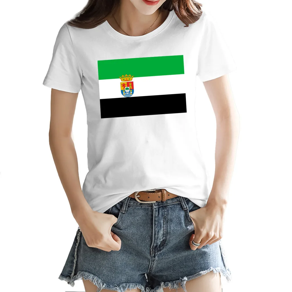 Flag of Extremadura (with coat of arms) Women's T-shirt Funny White Funny Joke Tops Tees European Size
Flag of Extremadura (with coat of arms) Women's T-shirt Funny White Funny Joke Tops Tees European Size