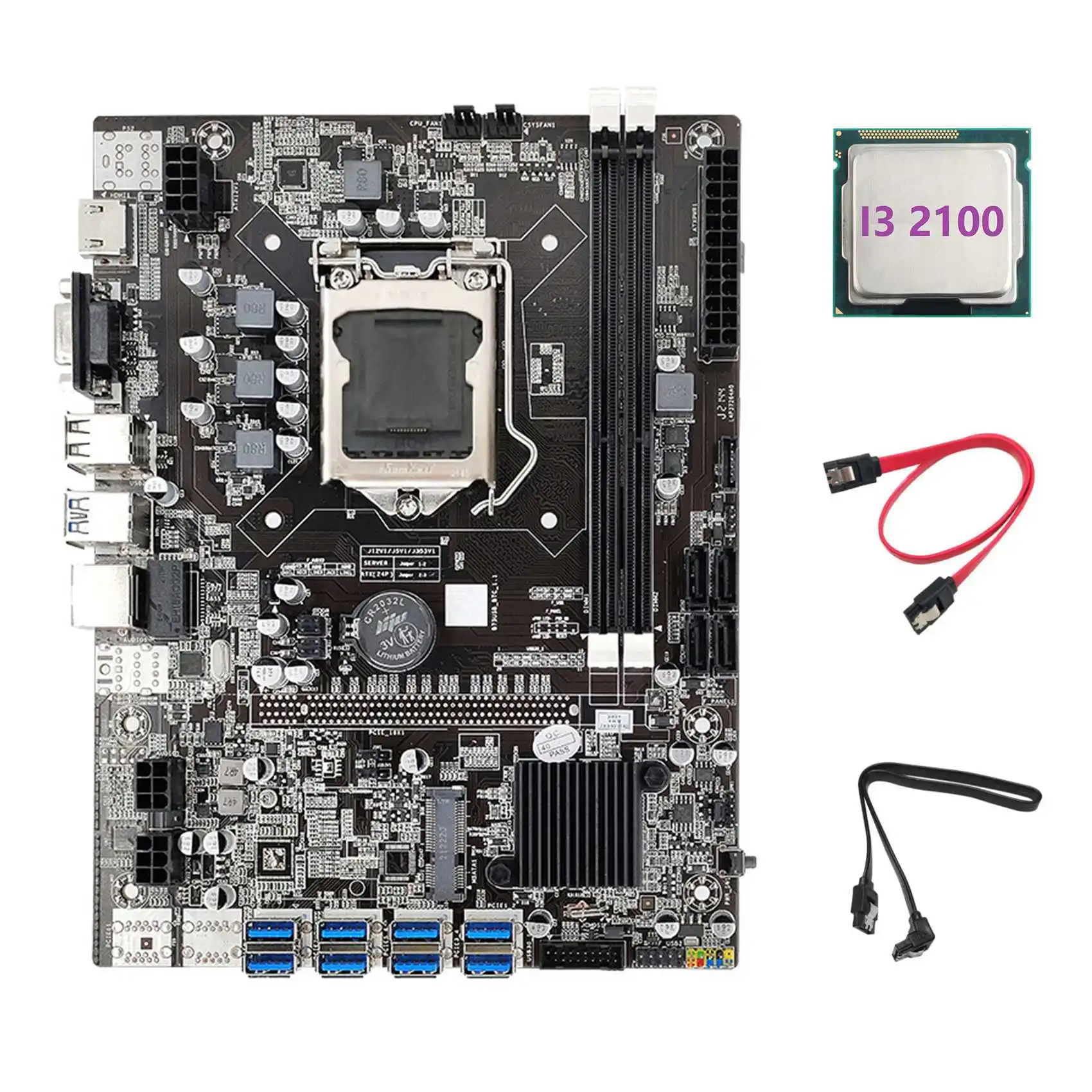 B75 ETH Mining Motherboard+I3 2100 CPU+2XSATA Cable LGA1155 8XPCIE USB Adapter MSATA DDR3 B75 USB BTC Miner Motherboard
B75 ETH Mining Motherboard+I3 2100 CPU+2XSATA Cable LGA1155 8XPCIE USB Adapter MSATA DDR3 B75 USB BTC Miner Motherboard