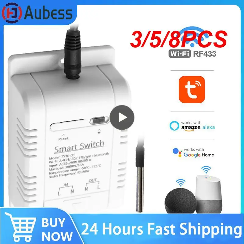3/5/8PCS Temperature Switch Real-time Monitor Wifi Ds18b20 Temperature Sensor 16a Waterproof Rf433 Intelligent Thermostat
3/5/8PCS Temperature Switch Real-time Monitor Wifi Ds18b20 Temperature Sensor 16a Waterproof Rf433 Intelligent Thermostat