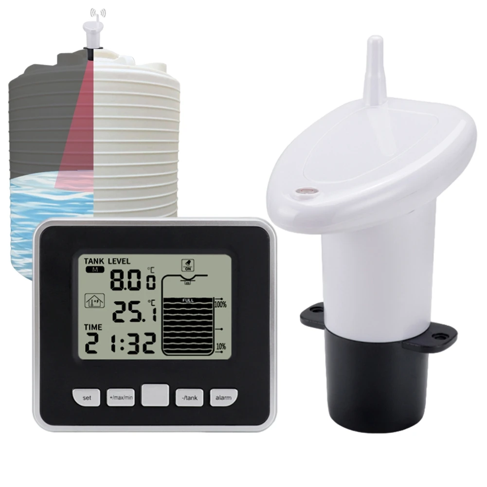 Time Alarm Transmitter Measuring Wireless Ultrasonic Water Tank Liquid Depth Level Meter Flow Sensor Monitor Kit
Time Alarm Transmitter Measuring Wireless Ultrasonic Water Tank Liquid Depth Level Meter Flow Sensor Monitor Kit