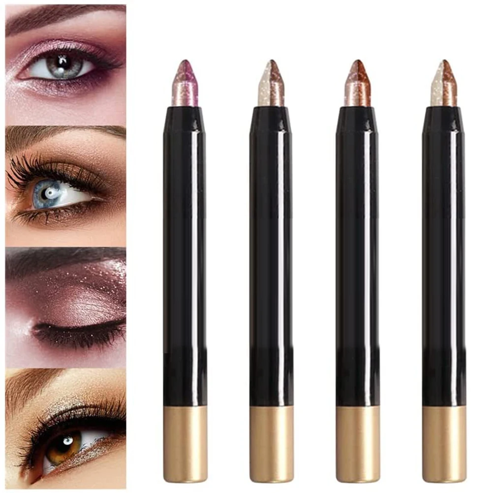 

4 Pcs Glitter Eyeshadow Sticks Two Color Gradient Eyeshadow Eyeliner Pen Waterproof Long Lasting Eyeshadow Makeup