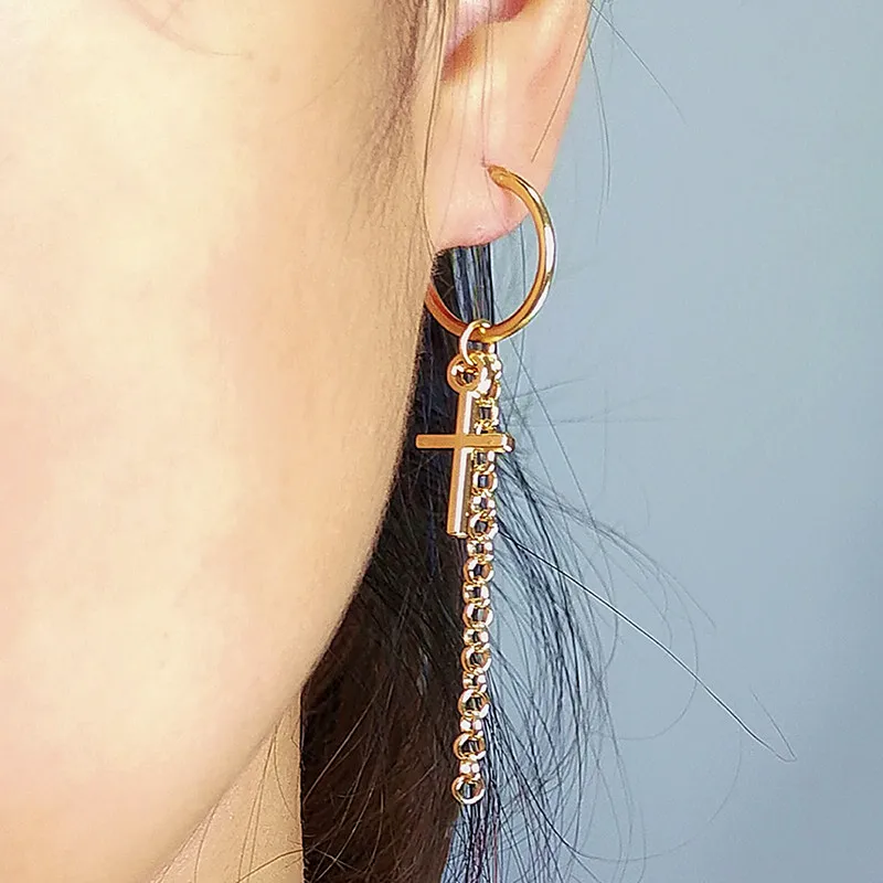 Punk Cross Hoop Earrings for Women Painless Clip Alloy Tassel Chain Dangle Earrings Jewelry Couple Gift 2022 Fashion
Punk Cross Hoop Earrings for Women Painless Clip Alloy Tassel Chain Dangle Earrings Jewelry Couple Gift 2022 Fashion