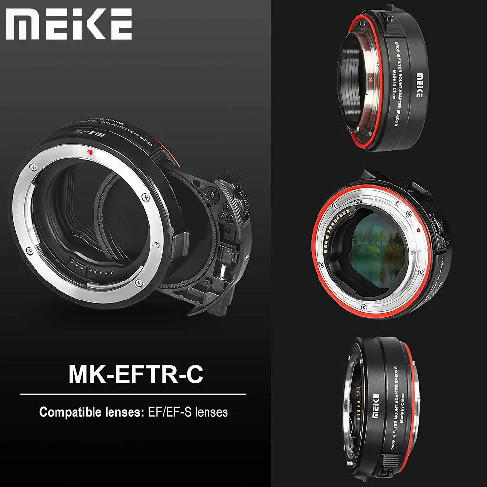

Meike MK-EFTR-C Drop-in Filter Auto Focus Lens Mount Adapter Ring For Canon EF / EF-S Lens To Canon EOS R RP R5 R6 R3 Camera
