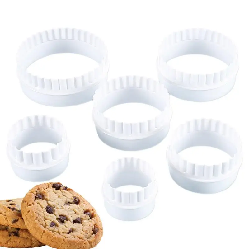 

6pcs Round shaped Cookie Cutter Reusable Circle Biscuit baking tool Multiple Sizes Cake Cutting Mold For Cookies Pastry Dough