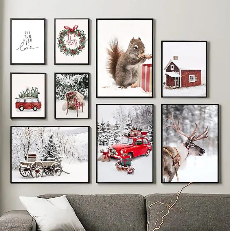Christmas Red Car Home Elk Squirrel Wall Art Canvas Painting Holiday Living Room Decoration Posters And Prints Wall Pictures
Christmas Red Car Home Elk Squirrel Wall Art Canvas Painting Holiday Living Room Decoration Posters And Prints Wall Pictures