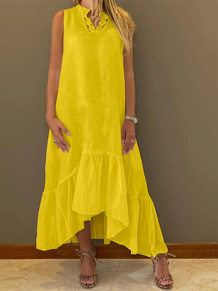 Summer Dress VONDA Women Sexy Sleeveless Lace Asymmetrical Party Long Dresses 2022 Casual Loose Holiday Beach Ruffled Sundress
Summer Dress VONDA Women Sexy Sleeveless Lace Asymmetrical Party Long Dresses 2022 Casual Loose Holiday Beach Ruffled Sundress