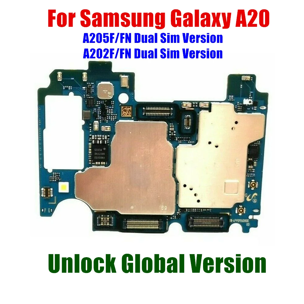 Материнская плата для Samsung Galaxy A20 A205F A205FN A205G A202F A202FN A205U, оригинальная разблокированная логическая плата, материнская плата с полным чипом
Материнская плата для Samsung Galaxy A20 A205F A205FN A205G A202F A202FN A205U, оригинальная разблокированная логическая плата, материнская плата с полным чипом