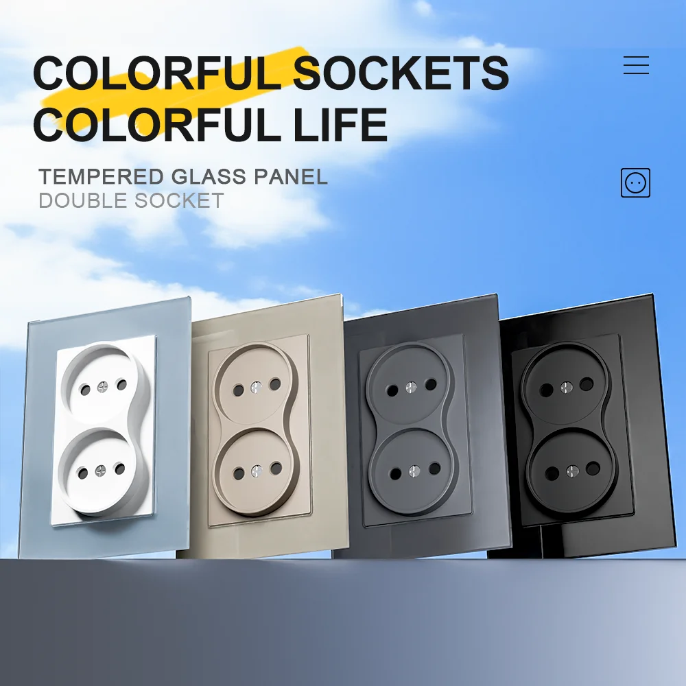 Двойная настенная розетка из закаленного стекла CE
Двойная настенная розетка из закаленного стекла CE