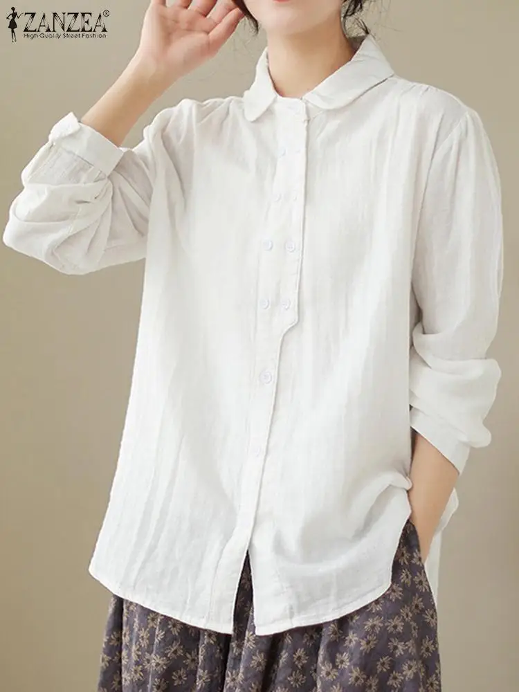 Women Vintage Long Sleeve Shirt Autumn Lapel Neck Casual Cotton Tops Loose Work Blusas Solid Buttons Down Blouse 2023 ZANZEA
Women Vintage Long Sleeve Shirt Autumn Lapel Neck Casual Cotton Tops Loose Work Blusas Solid Buttons Down Blouse 2023 ZANZEA