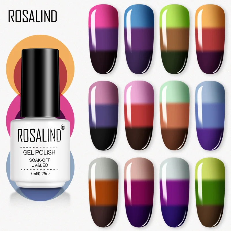 ROSALIND Nail Gel Polish Temperature Change Soak Off Semi Permanant Three color Gel Nail Polish For Manicure Art Design Base Top
ROSALIND Nail Gel Polish Temperature Change Soak Off Semi Permanant Three color Gel Nail Polish For Manicure Art Design Base Top