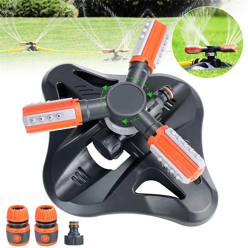 

360° Rotating Garden Sprinkler 3 Arms Automatic Grass Lawn Watering Grass Lawn Rotary Nozzle Rotating Irrigation Tool