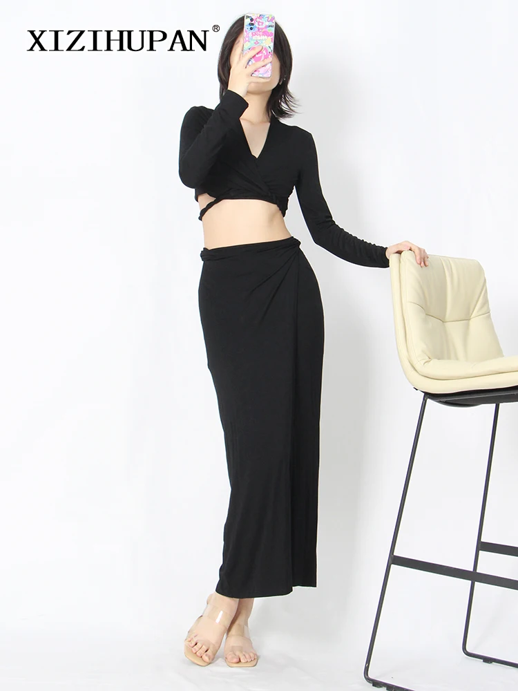 XIZIHUPAN Sexy Solid Slim Two Piece Set For Women V Neck Long Sleeve Short Tops High Waist Midi Skirts Female Sets 2022 Clothing
XIZIHUPAN Sexy Solid Slim Two Piece Set For Women V Neck Long Sleeve Short Tops High Waist Midi Skirts Female Sets 2022 Clothing