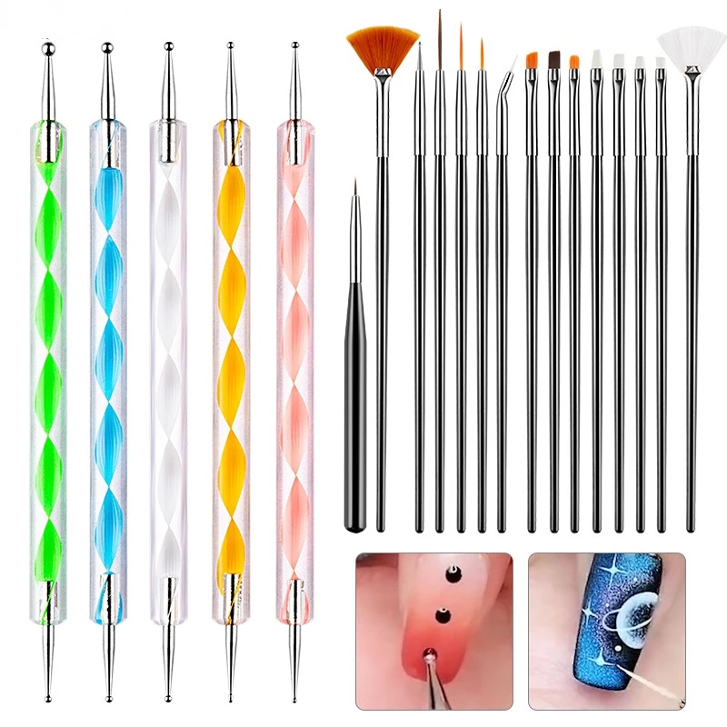 15Pcs Nail Art Brush Design Tip Painting Drawing Carving Dotting Pen FlatFan Liner Acrylic Gel UV Polish Tool Manicure
15Pcs Nail Art Brush Design Tip Painting Drawing Carving Dotting Pen FlatFan Liner Acrylic Gel UV Polish Tool Manicure
