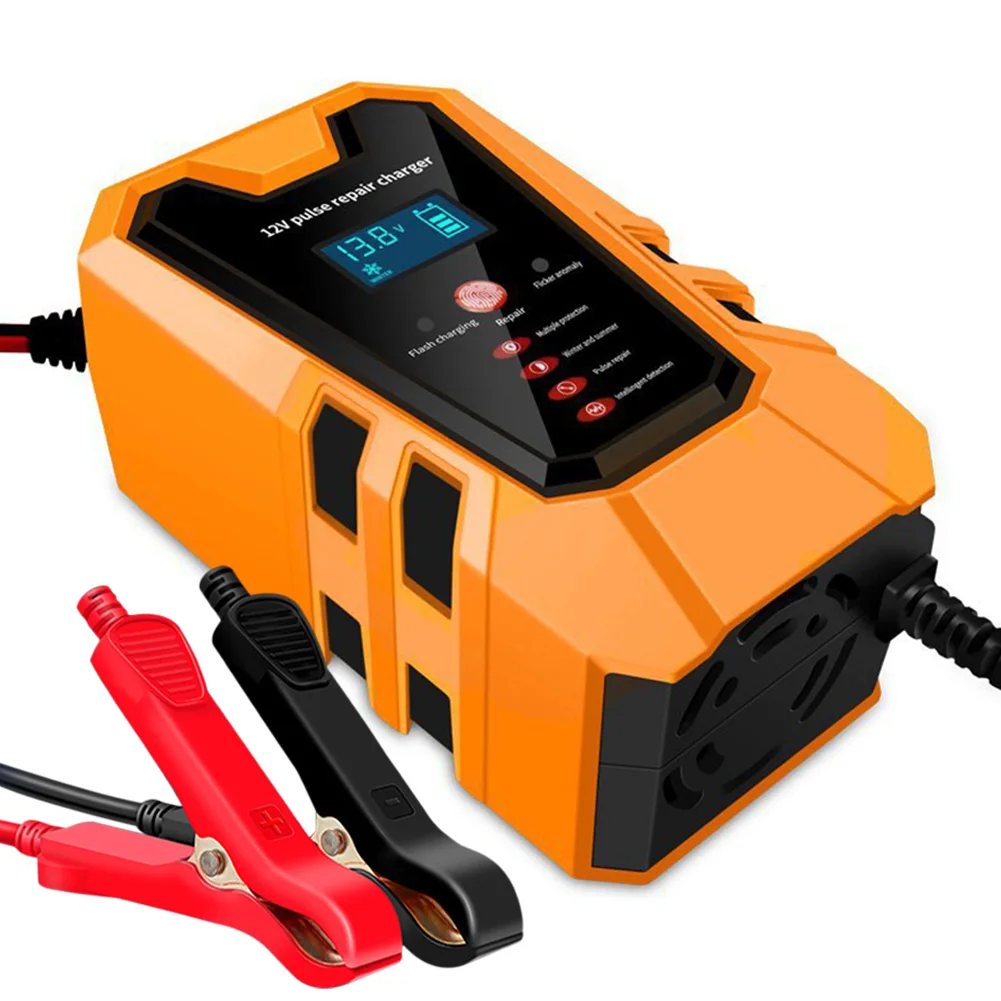 Intelligent Car Battery Charger 12V/6A Automatic Pulse Repair with LCD Display for 2Ah-100Ah Lead-Acid AGM Gel Auto Motorcycle
Intelligent Car Battery Charger 12V/6A Automatic Pulse Repair with LCD Display for 2Ah-100Ah Lead-Acid AGM Gel Auto Motorcycle