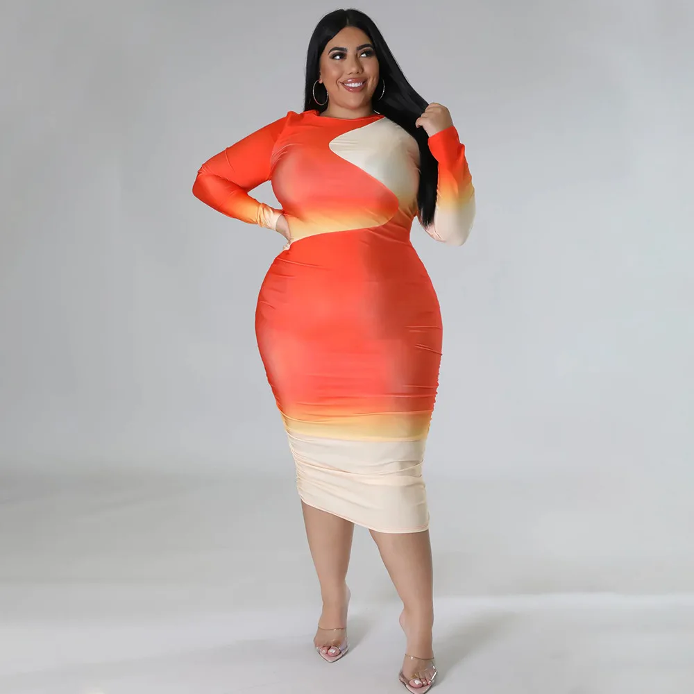 Plus Size Women's Dress 2022 Elegant Ladies Gradient Print O-Neck Midi Slim Office Pencil Bodycon Dresses Party Vestidos
Plus Size Women's Dress 2022 Elegant Ladies Gradient Print O-Neck Midi Slim Office Pencil Bodycon Dresses Party Vestidos