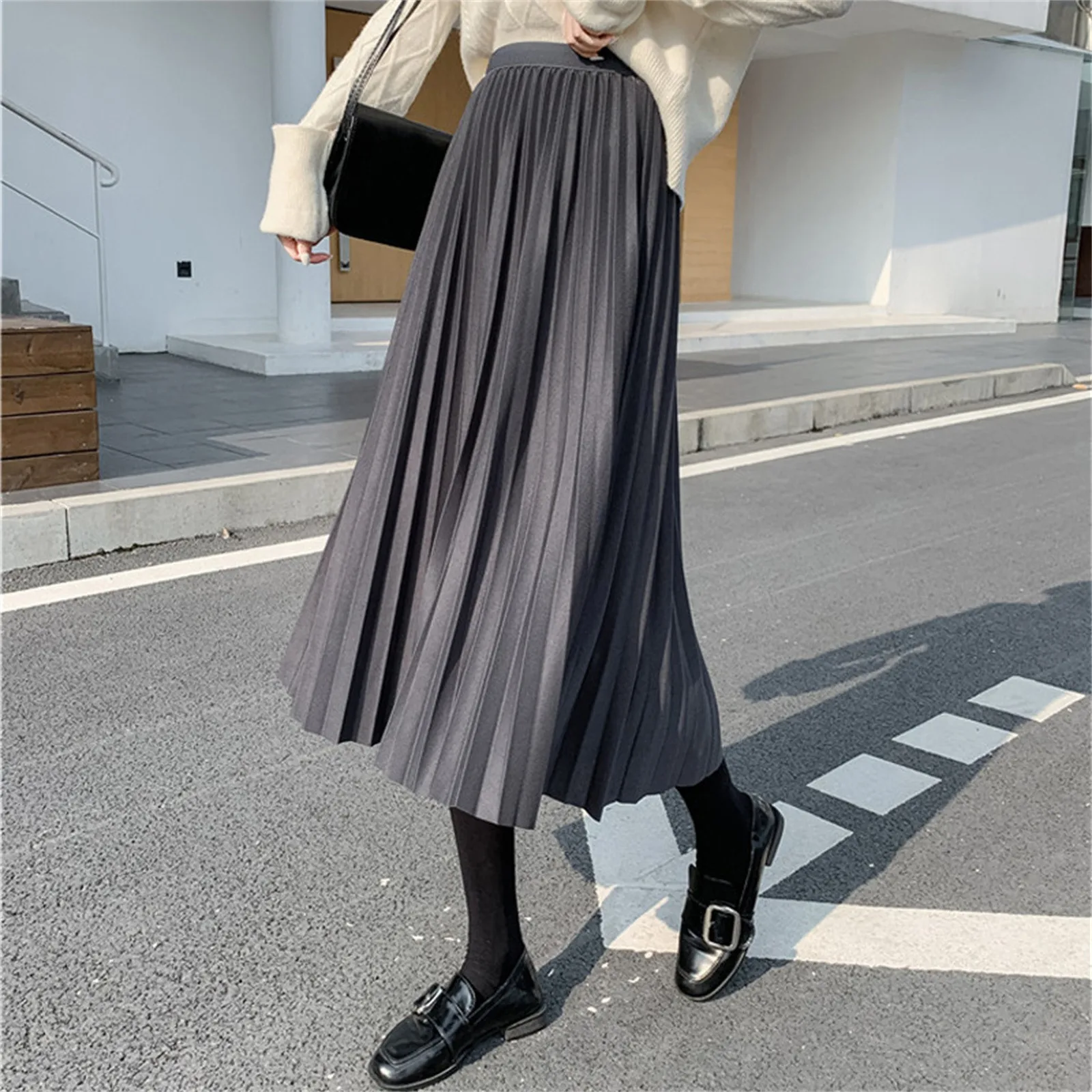 Lady Loose High Quality Long Skirt Adult Pleated Skirt Elegant Chic Solid Pleated Skirt High Waist Luxury Fashion With Elastic
Lady Loose High Quality Long Skirt Adult Pleated Skirt Elegant Chic Solid Pleated Skirt High Waist Luxury Fashion With Elastic