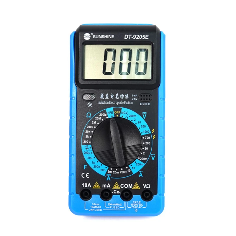 SUNSHINE DT-9205E Digital Multimeter AC/DC Voltage Current Resistance Capacitance Tester Instrument Power Meter Multimeter Tools
SUNSHINE DT-9205E Digital Multimeter AC/DC Voltage Current Resistance Capacitance Tester Instrument Power Meter Multimeter Tools