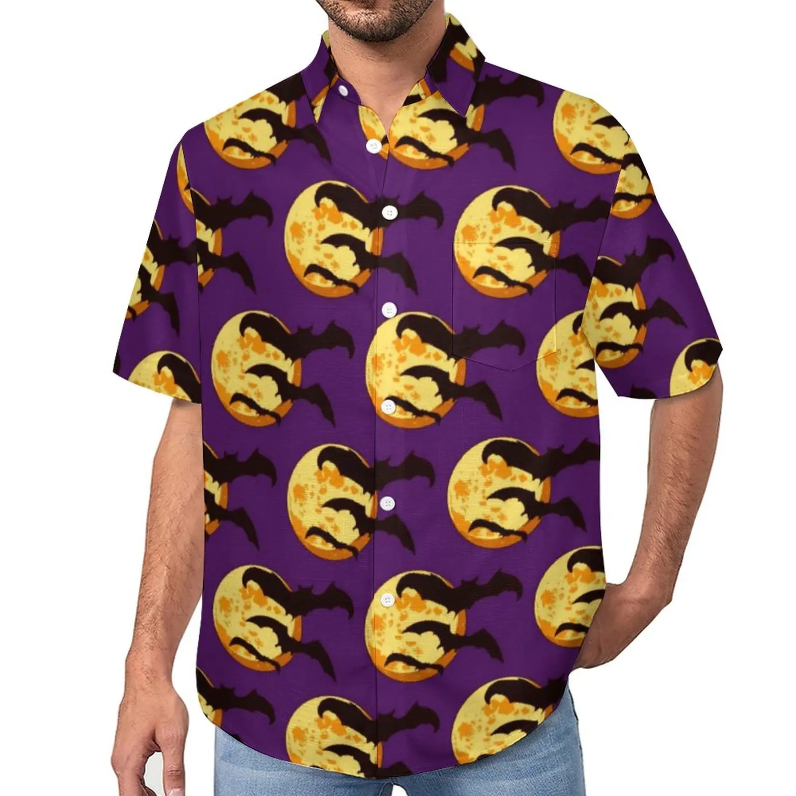 Moon Flying Bats Vacation Shirt Cute Halloween Summer Casual Shirts Male Streetwear Blouses Short Sleeve Custom Top Large Size
Moon Flying Bats Vacation Shirt Cute Halloween Summer Casual Shirts Male Streetwear Blouses Short Sleeve Custom Top Large Size