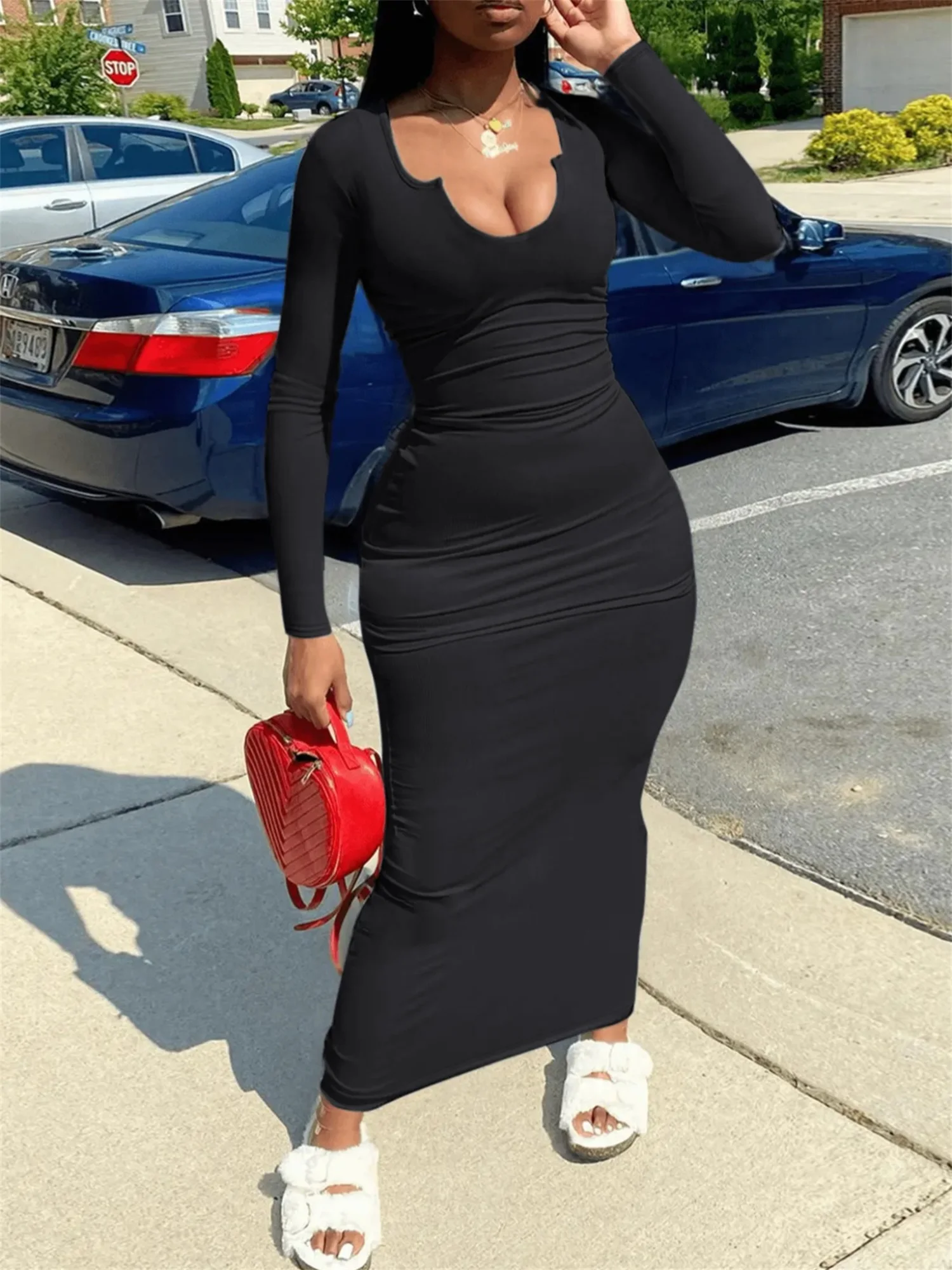 LW U Neck Bodycon Maxi Dress Plain Long Sleeve Casual Maxi Dress Simple Streetwears Solid Color Sexy Vestidos For Women
LW U Neck Bodycon Maxi Dress Plain Long Sleeve Casual Maxi Dress Simple Streetwears Solid Color Sexy Vestidos For Women