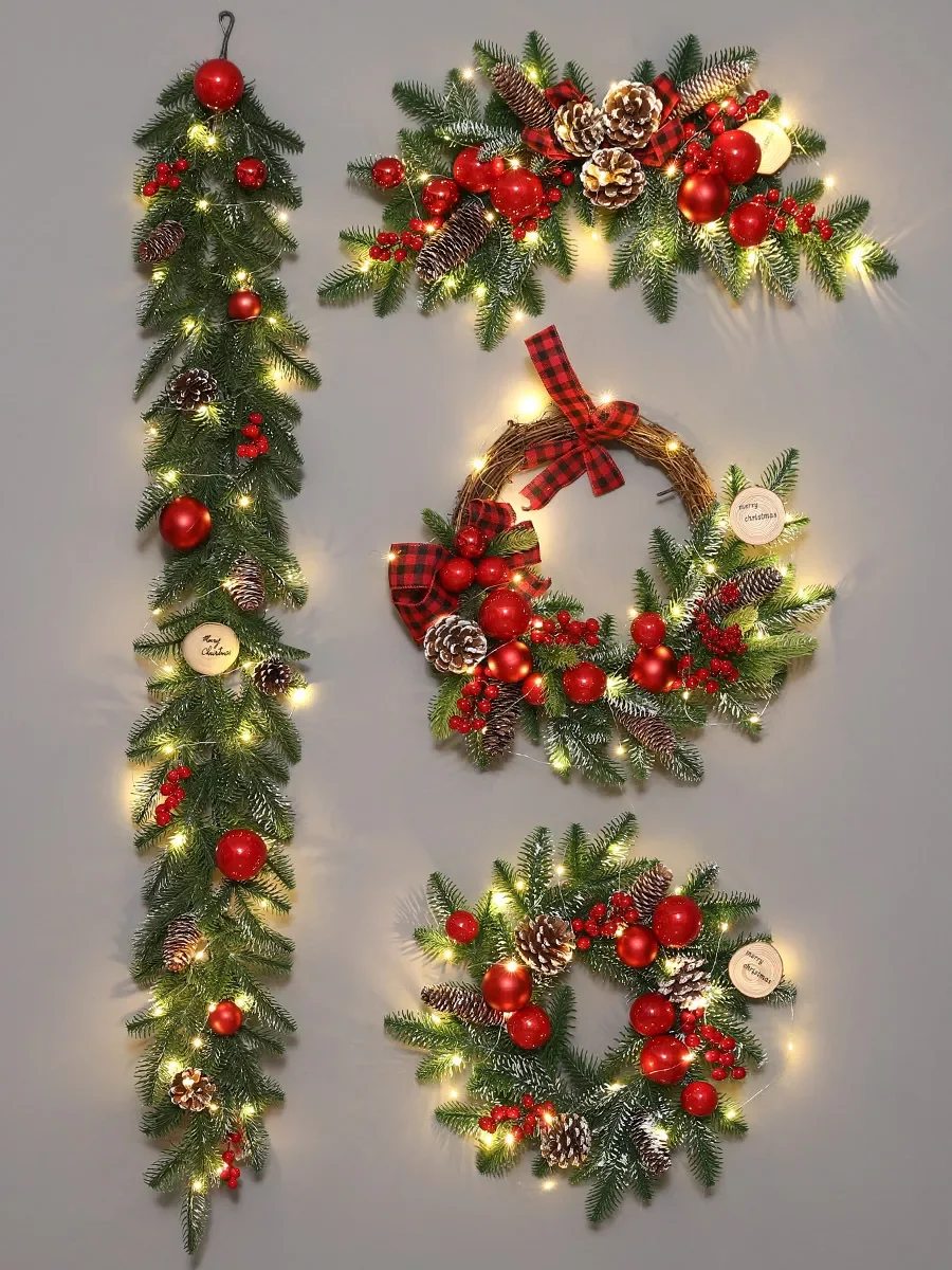 Garland Front Door Luxury Rattan Wreath Light Pinecones Ornament Balls Red Berry Hanging Wall Window Decoration
Garland Front Door Luxury Rattan Wreath Light Pinecones Ornament Balls Red Berry Hanging Wall Window Decoration