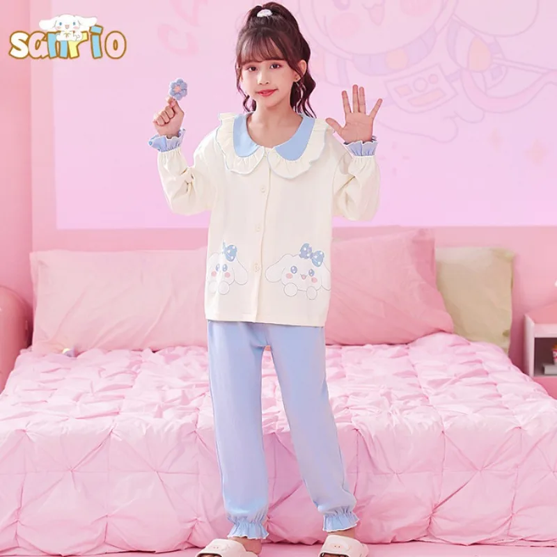 Kawaii Sanrio Cinnamoroll Kuromi My Melody Children Cute Cartoon Pajamas Fall Winter Cotton Lapel Long Sleeve Cardigan Nightwear
Kawaii Sanrio Cinnamoroll Kuromi My Melody Children Cute Cartoon Pajamas Fall Winter Cotton Lapel Long Sleeve Cardigan Nightwear