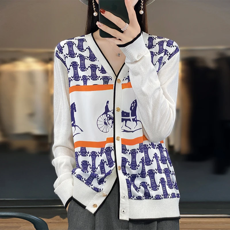 Vintage European Women Print Knitted Cardigans Female Long Sleeve Sweaters Lady Patchwork Print Sweater Knitwear Tops
Vintage European Women Print Knitted Cardigans Female Long Sleeve Sweaters Lady Patchwork Print Sweater Knitwear Tops