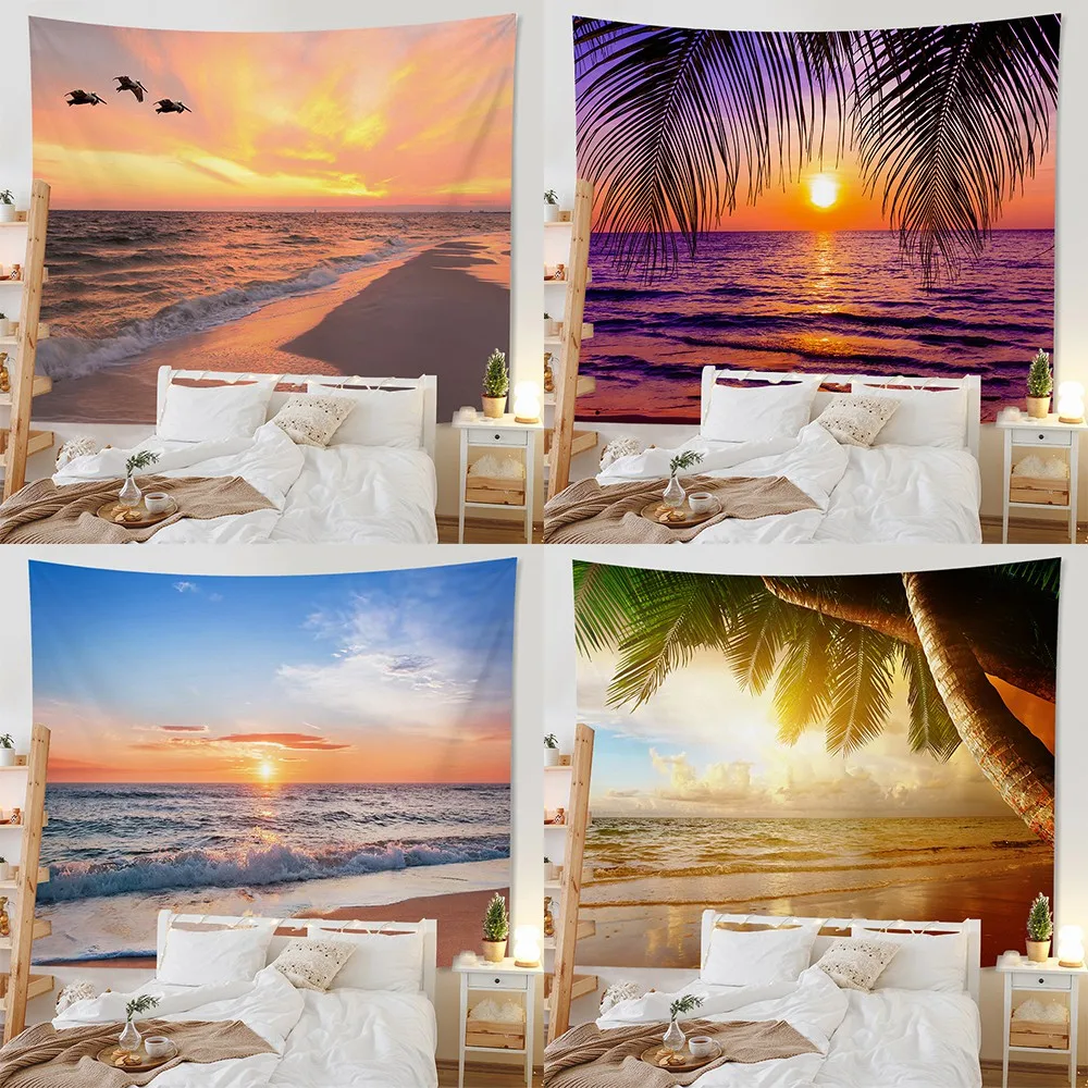 

Tapestry Wall Hanging Decoration Sofa Bedroom Sunset Seaside Scenery Home Living Room Tapestry Background