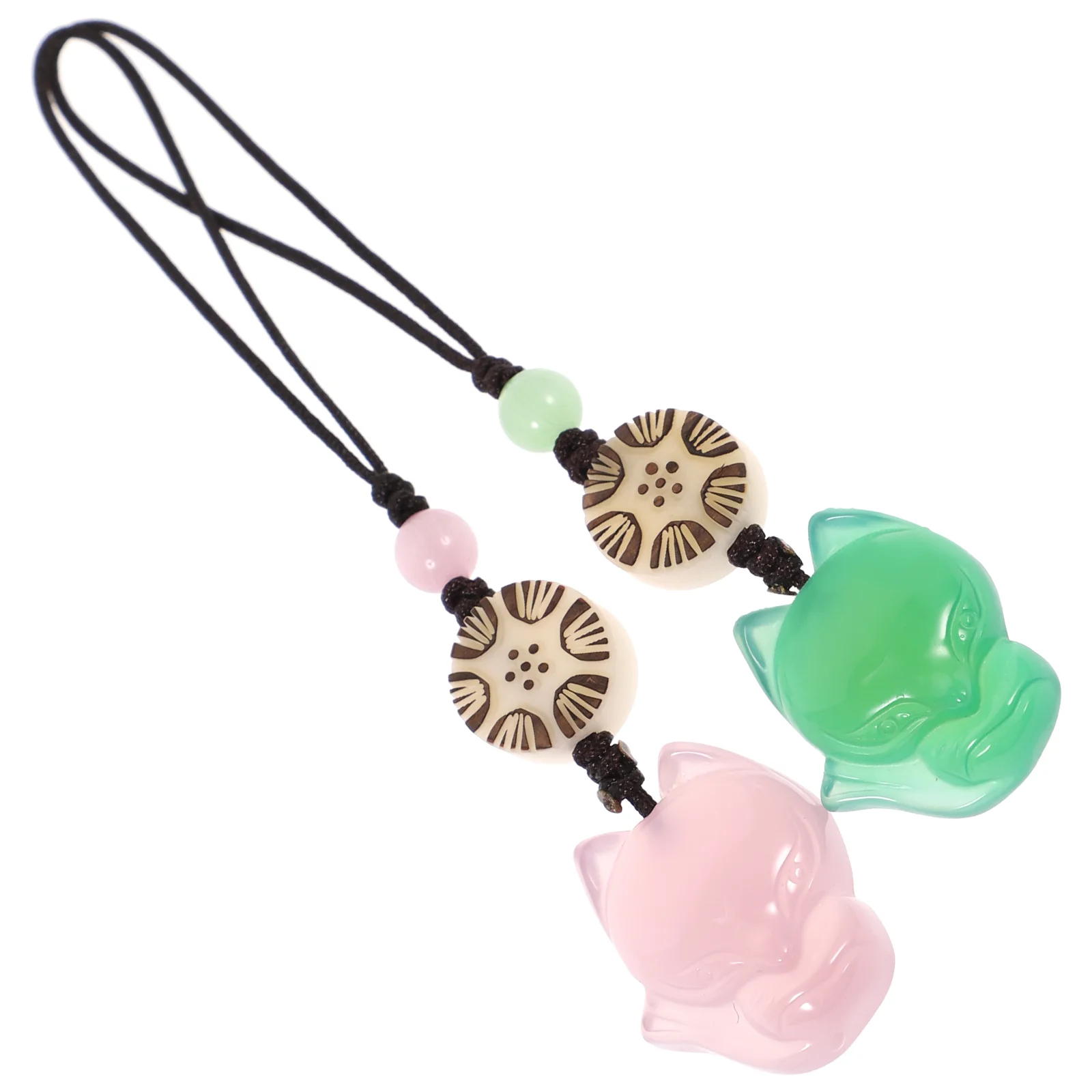 

Jade Fox Pendant Decorative Bag Pendants Foxes Hanging Chic Phone Shape Adornments Keychain Accessories Trendy Necklaces