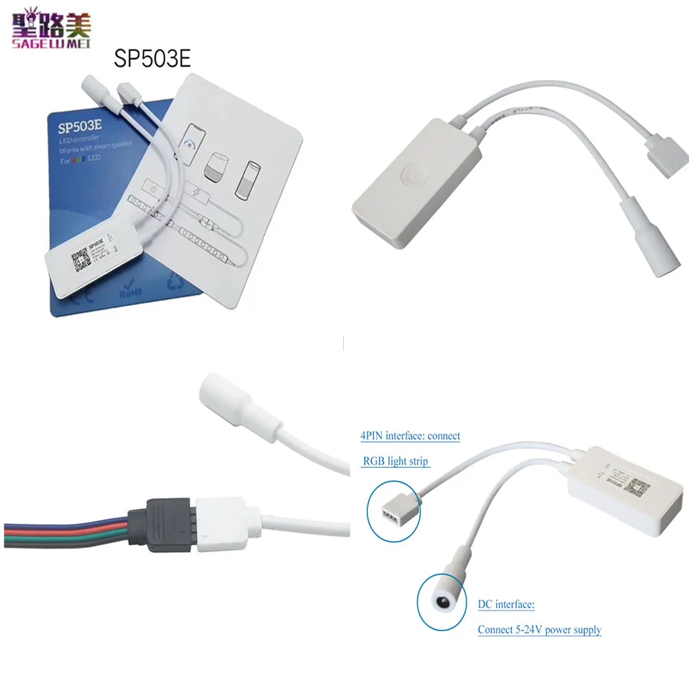 SP503E 4pin connect RGB Led strip light/Wifi Phone IOS Android APP Controller DC5-24V support 5050 2835 RGB Ribbon Led lamp tape
SP503E 4pin connect RGB Led strip light/Wifi Phone IOS Android APP Controller DC5-24V support 5050 2835 RGB Ribbon Led lamp tape